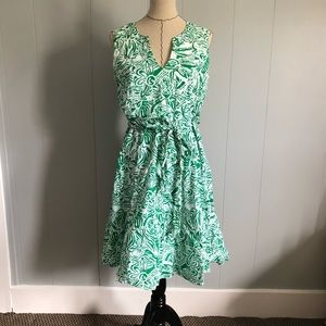 George Green & White Cotton Dress. Size 12.